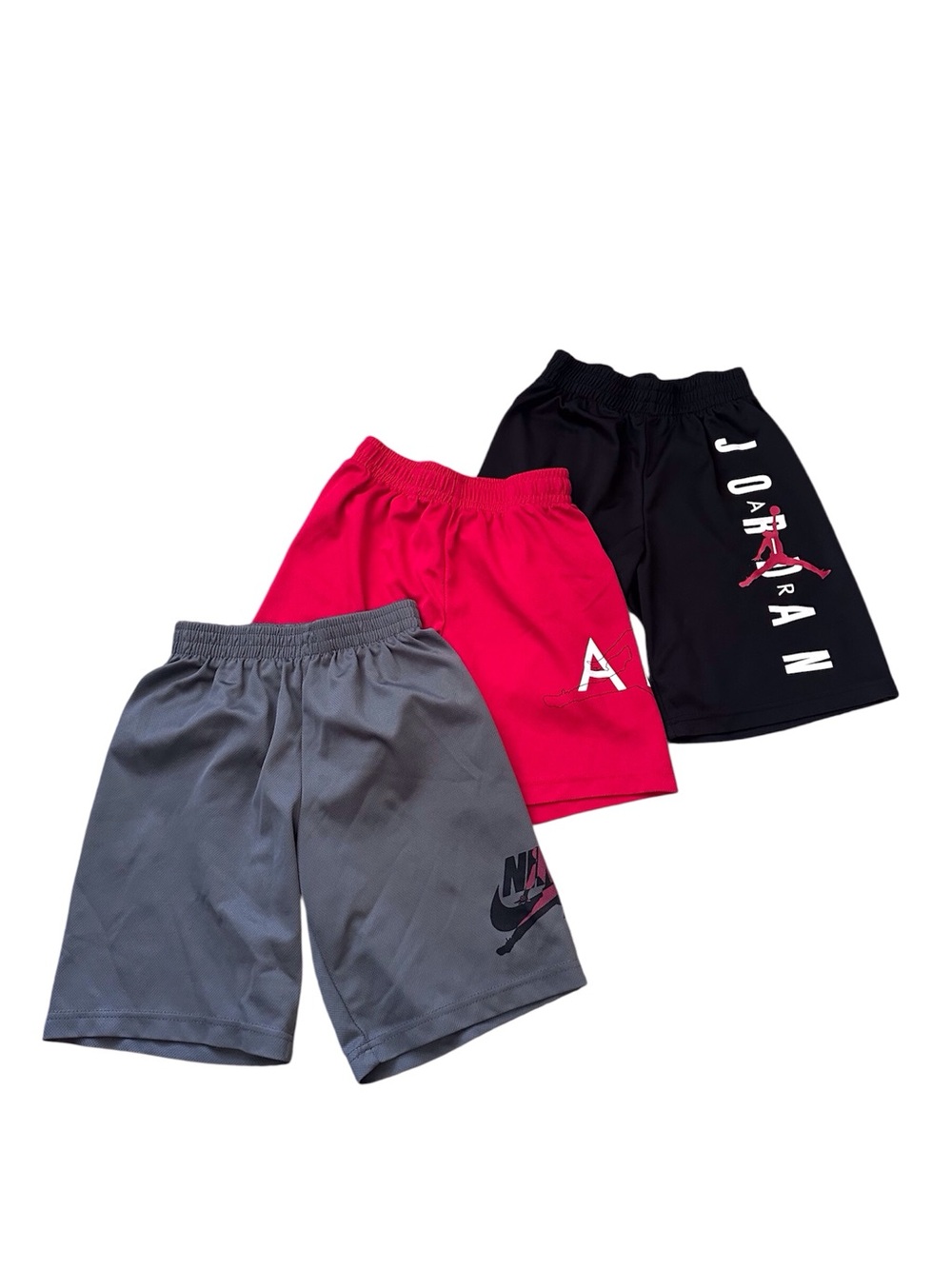 Jordan Kids Athletic Shorts Trio - Black, Red, Gray